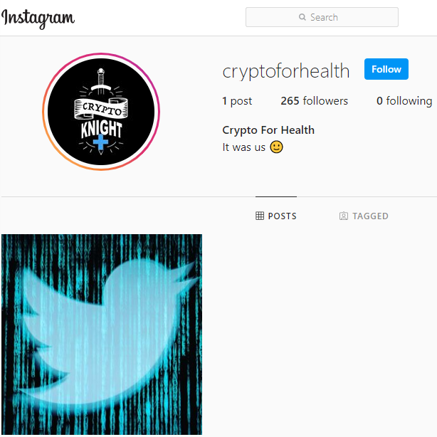 Twitter-Blog - 'Crypto For Health' Instagram account