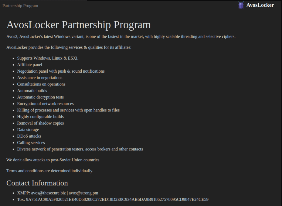 AvosLocker partnership program