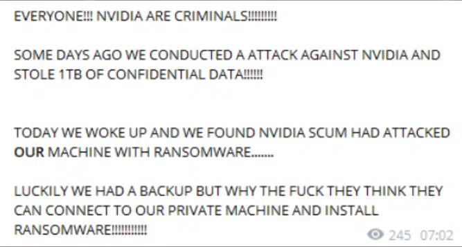 LAPSUS$ Reaction After NVIDIAs Counter-Attack