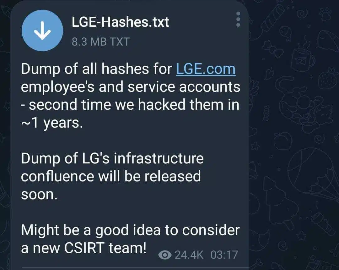 LG Leaked Files on LAPSUS$ Channel