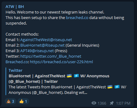 BlueHorne’s Telegram channel