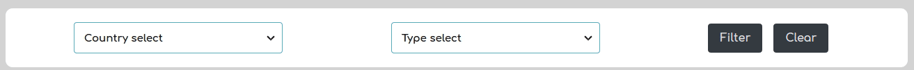 Filtering Options as presented on the platform