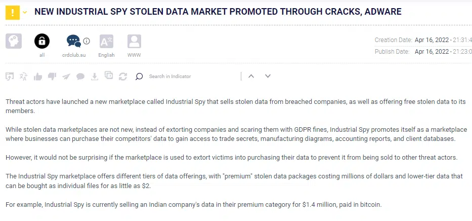 An additional post detected on Cyberint’s’ Argos Edge platform