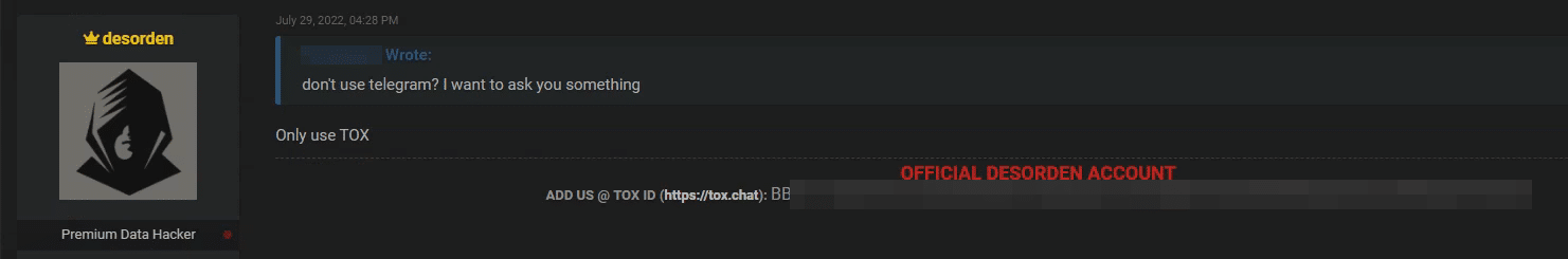 Official Desorden Tox Account