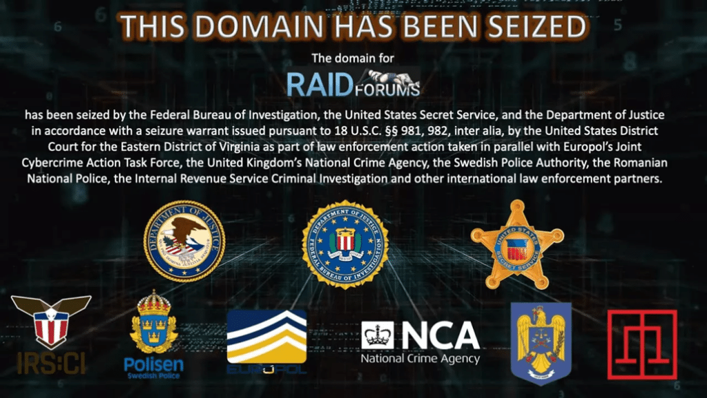 FBI announcement of the capture of RaidForum
