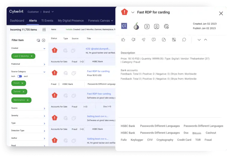 Figure 1: Cyberint monitoring the Dark Web