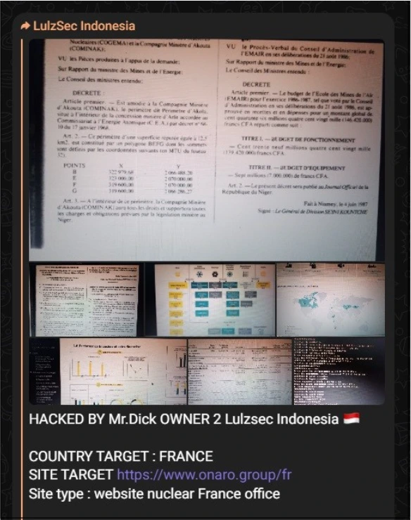 LulzSec Indonesia Targeting a France Nuclear Office 