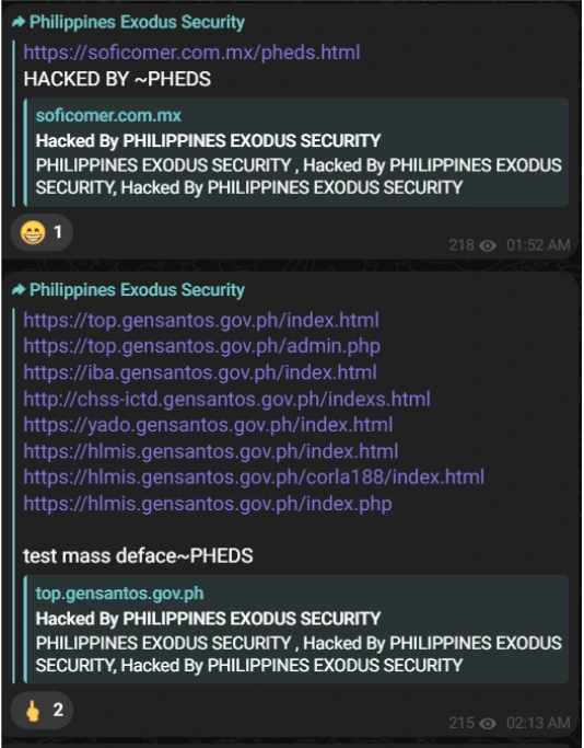 Philippine Exodus Security – Government Website Defacements 