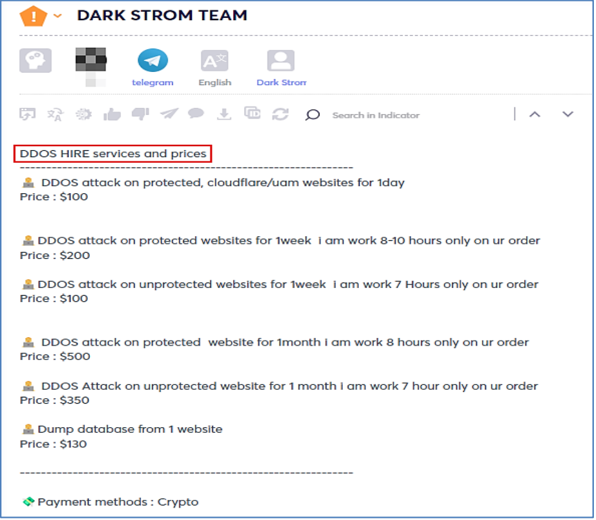 DarkStorm DDoS announcement