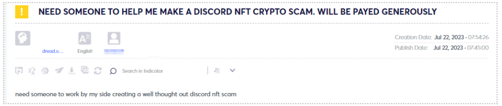 Figure 6 – Crypto Scam Project searching for partners.   