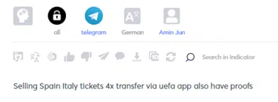 Figure 13: UEFA Game Ticket for sale on Telegram