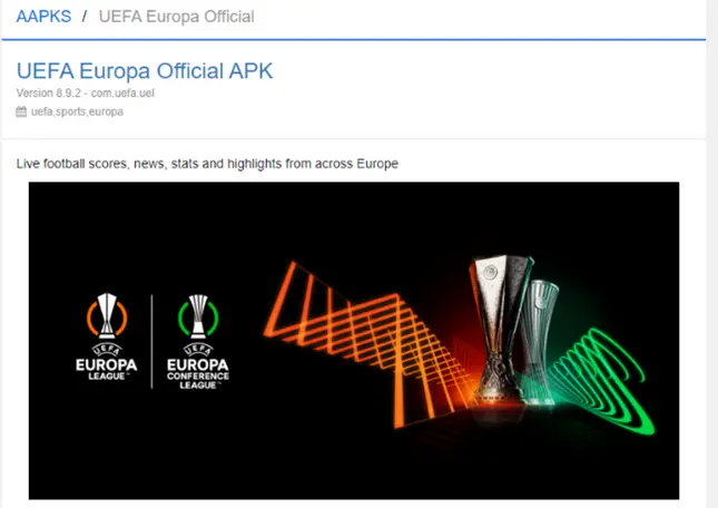 Figure 5: Impersonating UEFA App 