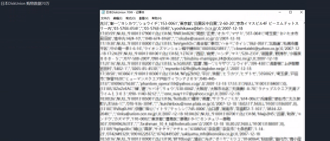 図7：中国語圏のダークウェブフォーラム「Chang’an」＝「長安は眠らない」でDisk Unionの顧客データ漏洩が販売されています。 