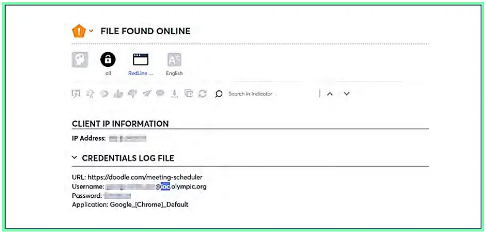 Figure 11: IOC member’s credentials harvested by Redline stealer malware, collected by 
Cyberint’s Argos platform