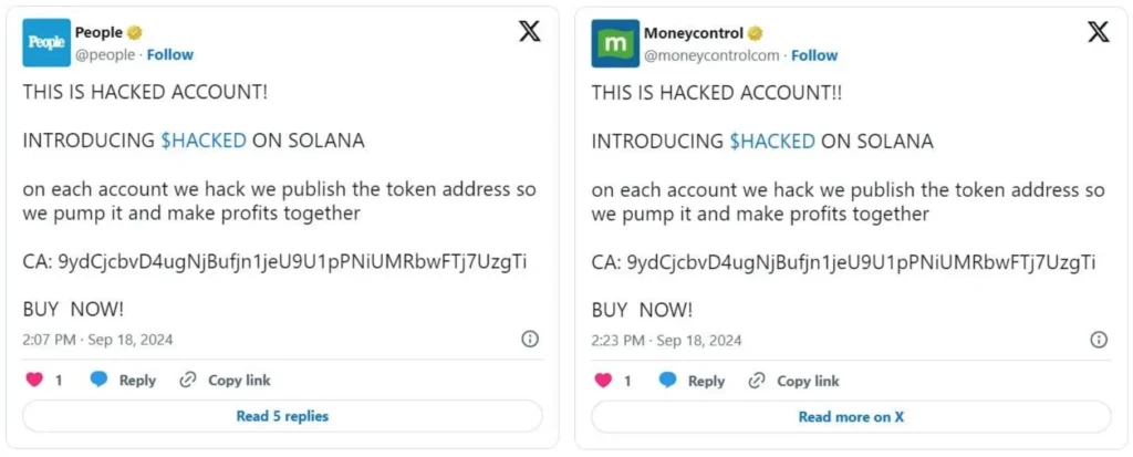 People and Moneycontrol hacked