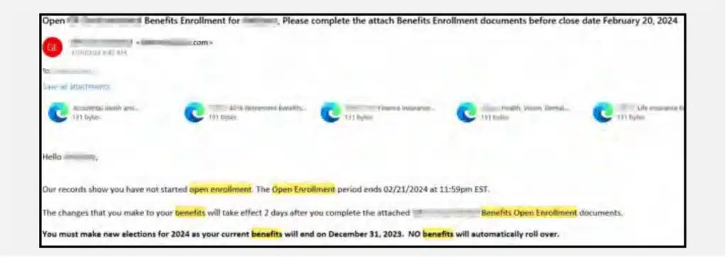 Figure 9: HR Impersonation – Fake Benefits Enrollment