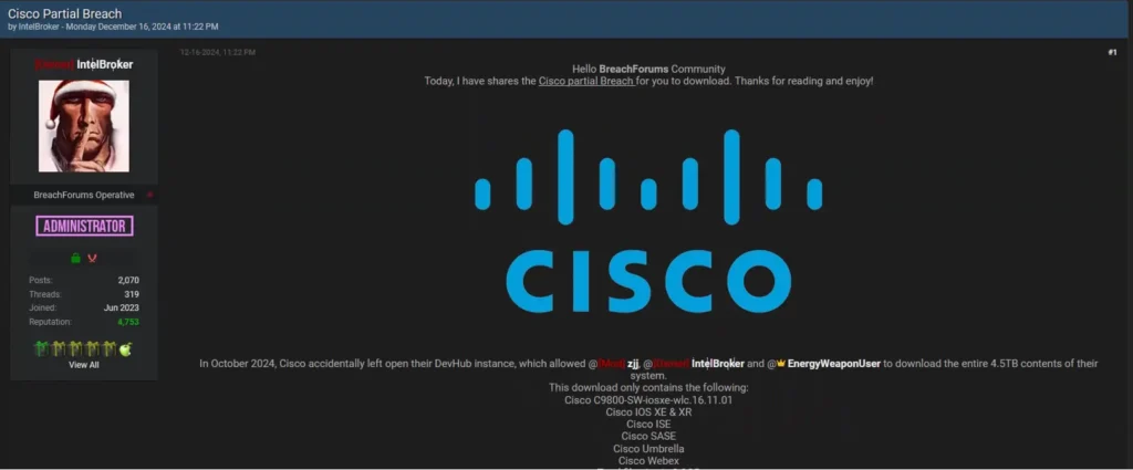 Cisco breach october announcement