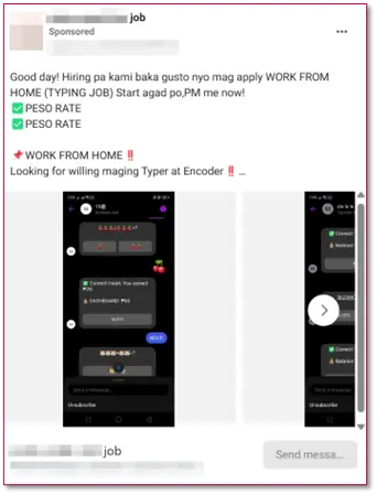 Figure 10: Fake Job Opportunities Offered through Social Media Pages and Ads