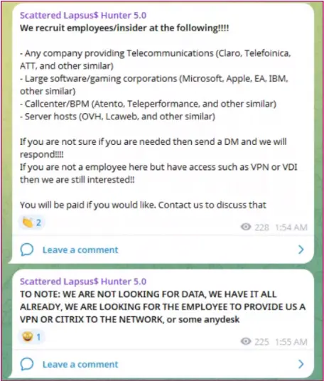 malicious recruitment campaign - scarttered spider