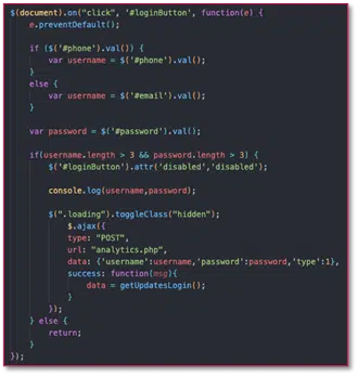 Figure 15: Initial login flow on phishing site