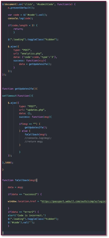 Figure 18: 2fa feedback and validation – repeats until final redirect